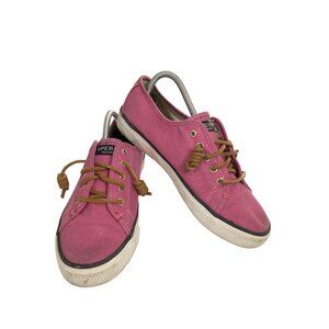 Sperry Womens size 8M Pink Canvas Lace-Up Sneakers shoes